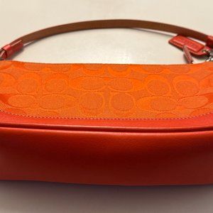 COACH Y2K Orange Signature C Canvas and Leather Demi Shoulder Bag 6094